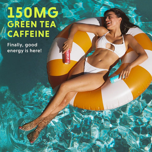 Pack (6 150mg GORGIE Sugar Free Natural Energy Drinks, Sparkling Original Variety Cans) Healthy Energy Drink, Natural