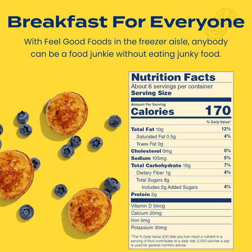 Frozen 12.7 oz Feel Good Foods Gluten Free Blueberry Pancake Balls | Breakfast Snacks |