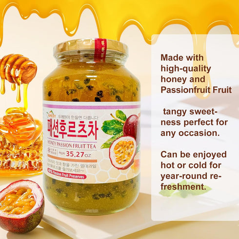 APEXY 35.27oz (1kg). Authentic Korean Honey Passion Fruit Tea, Passionfruit Puree , Just Add Hot Water, Gourment Blend