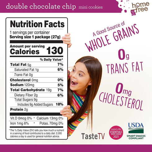 0.95 (Pack 10) Homefree Treats You Can Trust Gluten Free Mini Cookies, Single Serve, Double Chocolate Chip, Ounce