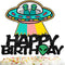 ET Happy Birthday Cake Topper Decorations with UFO, Alien Theme Picks for Kids Party Decor