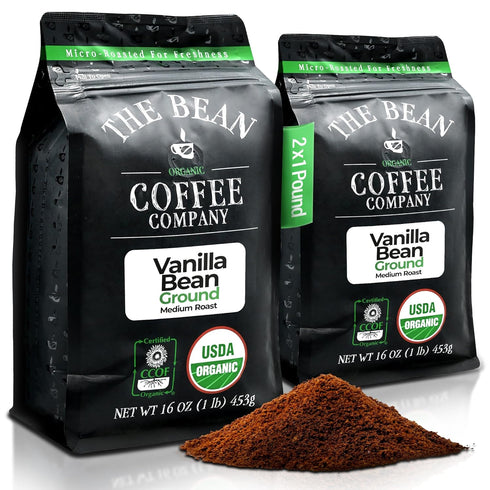The Bean Organic Coffee Company Vanilla Bean, Medium Roast, Ground Coffee, 16-Ounce