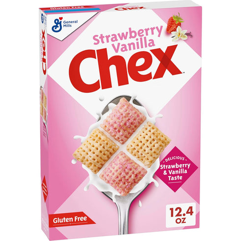 Strawberry Vanilla Chex Cereal, Gluten Free Breakfast Cereal, Made with Whole Grain,