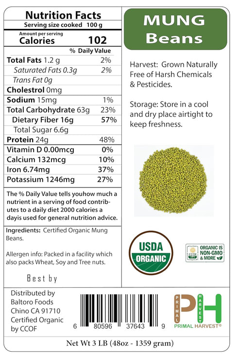 Natural Whole Dried Mung Beans - Ready to Cook & Non-GMO