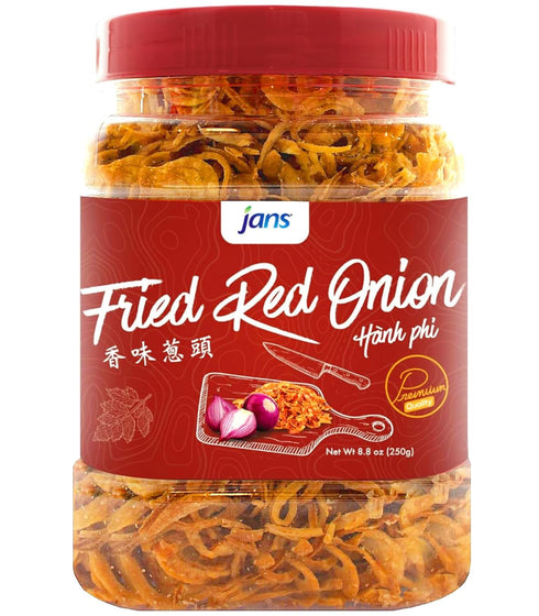 Fried Onions Crispy Topping by Jans, 8 oz Crispy Fried Red Onion for Biryani and More