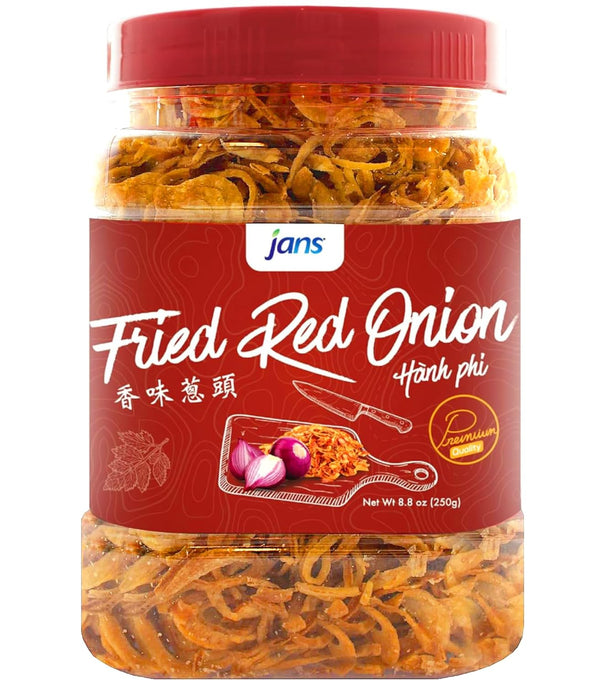 Fried Onions Crispy Topping by Jans, 8 oz Crispy Fried Red Onion for Biryani and More