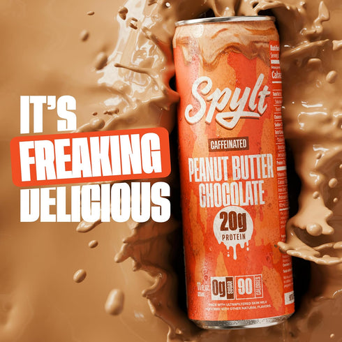 60mg 20g 90 12 Count Spylt High Protein Peanut Butter Chocolate Milk with Caffeine & Protein - Calories, Ready