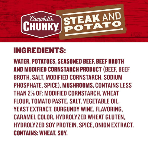 18.8 oz Campbells Chunky Soup, Steak and Potato Soup, Can