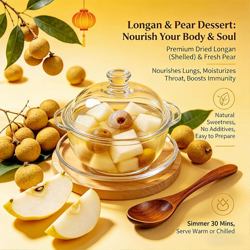 8oz 100% (225g) Dried Longan Fruit - Natural, No Sugar Added Thai Longan for Snacks, Tea & Cooking - Reusable