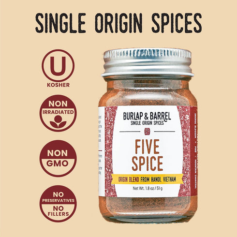 1.8oz Burlap & Barrel Five Spice Warm, Slightly Spicy, Aromatic Vietnamese Five Spice As Seen on Shark Tank - Glass Jar