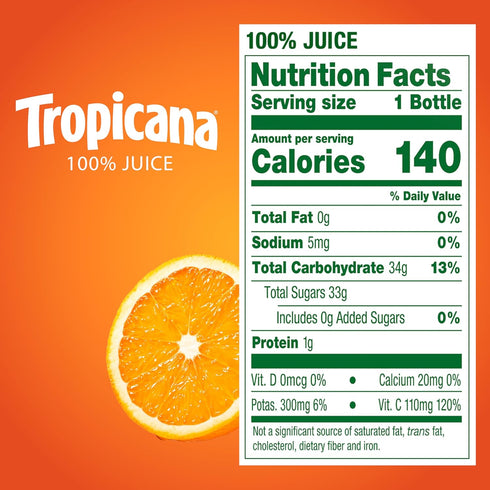 100% 10 oz (Pack 24) Tropicana Juice Orange Blend, Single Serve, fl Bottles of - Real Fruit Juice, Vitamin C Rich, No