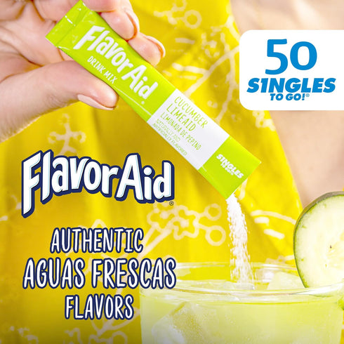 Pack, 1 (50 Flavor Aid Aguas Frescas Singles To Go Variety Powdered Drink Mix, Box Single Servings)