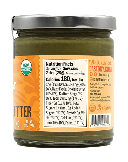 8 oz Pack 3 Dastony Organic Raw Sprouted Pumpkin Seed Butter, | Only One Ingredient | Vegan, Paleo and Keto Friendly
