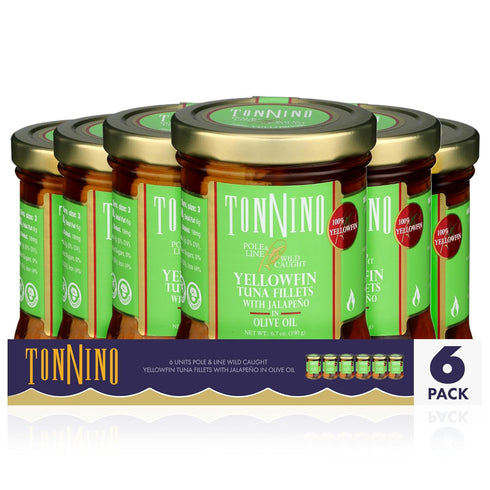 Tonnino Tuna Fish Yellowfin Pole&Line - Jalapeno in Olive Oil Pack of