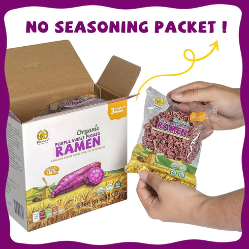 SUNGIVEN 3 2.47 OZ (Pack 10) Organic Ramen Noodles Purple Sweet Potato Healthy Low Sodium Ready in Minutes Non-Fried