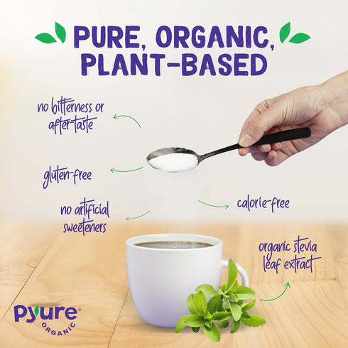 12oz Pyure Organic Stevia Blend | Granulated Sugar Substitute with Zero Calories & Carbs | Keto, Diabetic & Vegan