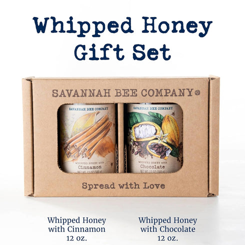 Set 100% 12 Oz Whipped Honey Gift by Savannah Bee - Creamy, Smooth, Spreadable and absolutely Delicious - Natural