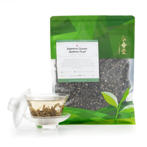 4 WHF Jasmine Green Tea, Premium Dragon Pearl Tea, Naturally Scented, Hand-Rolled Loose Leaf tea, Low Caffeine, Ounce