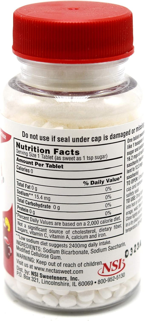 Necta Sweet Saccharin Sugar Substitute, 1/4 Grain, 1000 Tablets