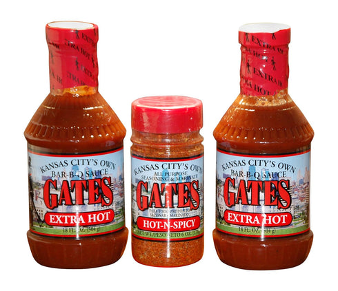 Kitoo Gates Hot Bundle: 2 Gates Extra Hot Barbecue Sauce 18 Fl Oz.,