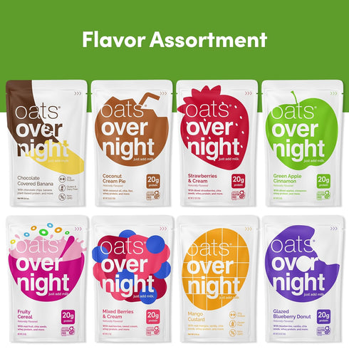 Pack (8 Pack Oats Overnight Fruit Variety - High Protein, High Fiber Breakfast Protein Shake - Gluten Free, Non GMO