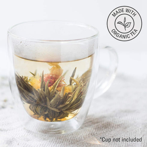 Set, 5 16 Numi Organic Tea Dancing Leaves Flowering Tea Gift Tea Blossoms with Ounce Glass Teapot