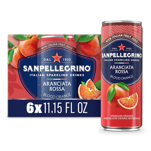 Sanpellegrino Italian Sparkling Drink Aranciata Rossa, Sparkling Orange and Blood Orange Beverage,