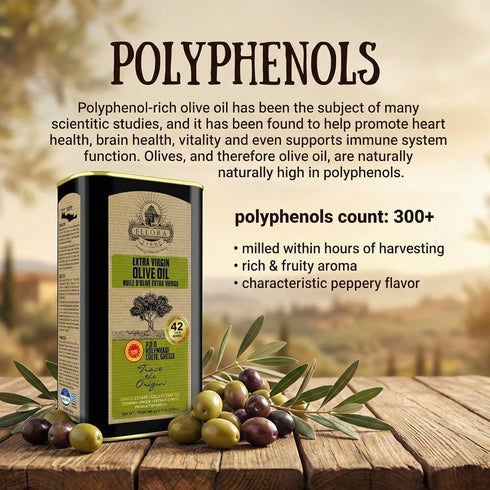 33.8 oz (1 Ellora Farms Olive Oil Extra Virgin, Certified Single Estate PDO, High Polyphenol Extra Virgin Olive Oil