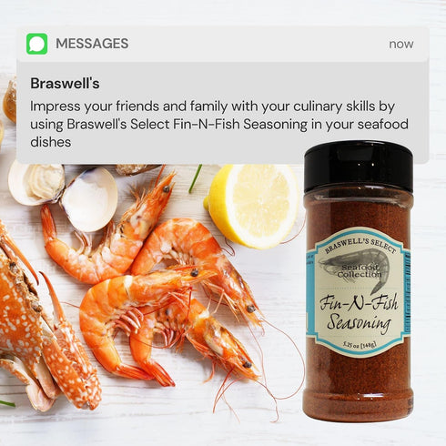 5.25 oz) Fin N' Fish Seasoning from Braswell's Food Co. Select Seafood Condiments (Fin N Fish seasoning