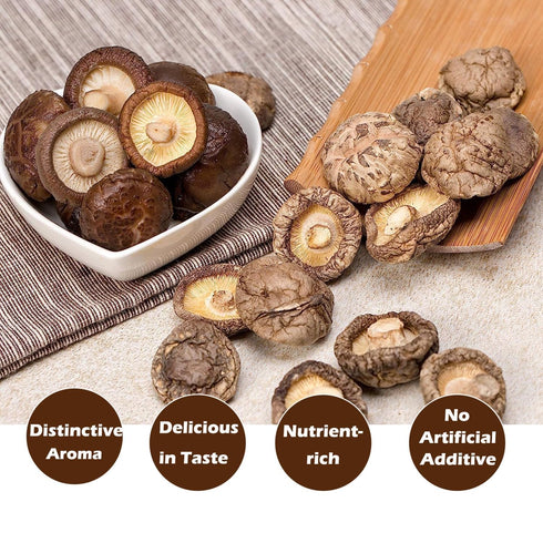 2-3CM (4Oz) VIGOROUS MOUNTAINS Dried Shiitake Mushrooms for Cooking, Dehydrated Mushrooms, Dry Fresh Vegan No