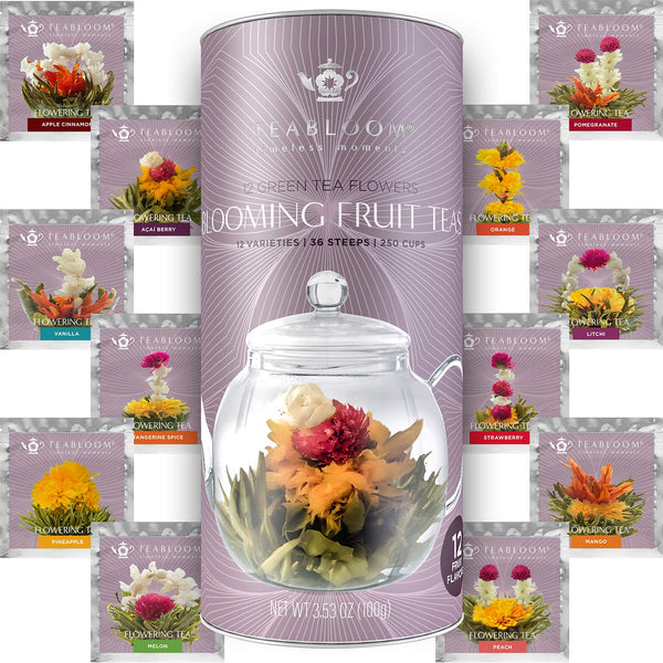 Teabloom Fruit Blooming Teas 12 Unique Flower Varieties of Tea in 12