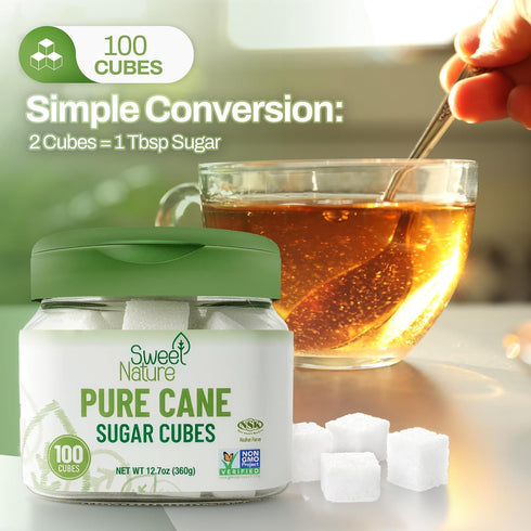 100 12.7 oz, 100% Sweet Nature Pure Cane Sugar Cubes, Cubes, Natural Non-GMO Cane Sugar for Coffee & Tea, Kosher, No