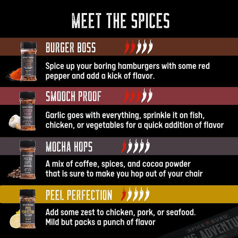 Set 4 Set Spice Guru Grill Seasoning Gift - Flavor BBQ Seasonings and Rubs - Christmas Gifts for Men Who Cook - BBQ Rub
