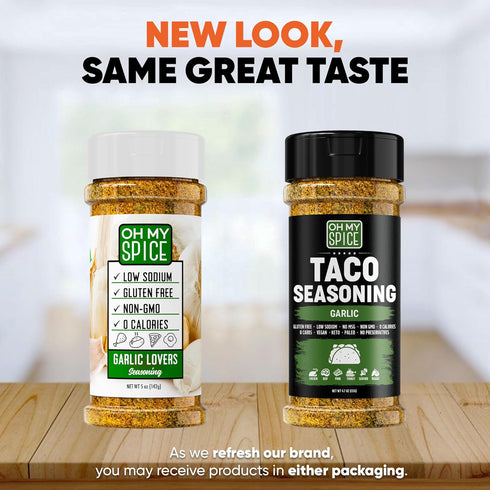 Taco Seasoning Mix - Gluten Free & Low Sodium Garlic Powder Blend for Tacos, Fajitas & Burritos, 4.7oz