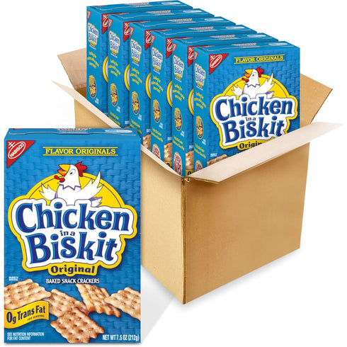 NABISCO Chicken in a Biskit Original Baked Snack Crackers, Bulk Lunch Snacks, 6