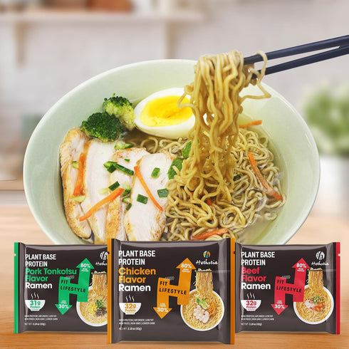 (10 Packs) 6-Pack), Hethstia Konjac Rice & High Protein Ramen Variety Bundle Dried Shirataki Rice with Protein Ramen