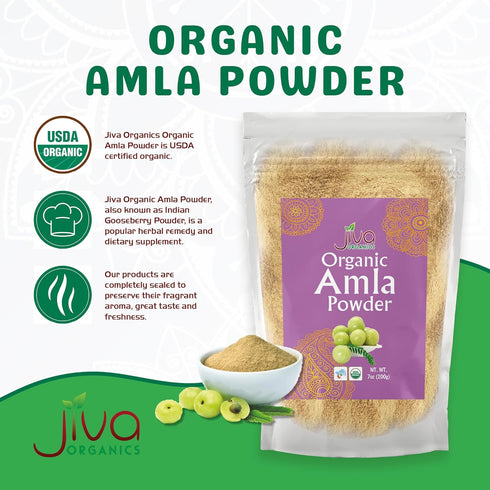 Jiva Organics Organic Pure Amla Berry Powder, 7 Ounce - Food Grade & Non-GMO