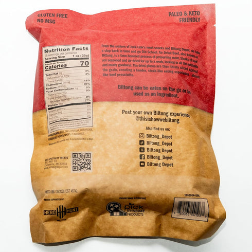 1lb (16oz) Biltong Depot Habanero Chili Biltong Slices - | Air-Dried Beef Jerky Snack | High Protein | Paleo & Keto