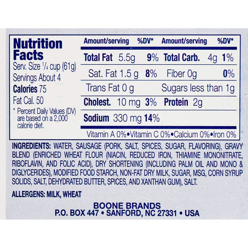 Pattersons 12 8 OZ PATTERSON'S DAYBREAK SAUSAGE GRAVY W/ FRESH GROUND PORK - / CANS