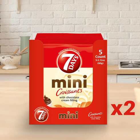 7Days (2.12oz, Pack 10) Mini Croissant Pouches, Chocolate Filling, Individual Size Snack Bag, On the Go Bakery Snacks