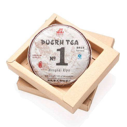 Jinglong Tea Factory Puerh Tea No1, Ripe Pu-erh Tea Mini Cake, 40 Cups, 3.6 Ounce