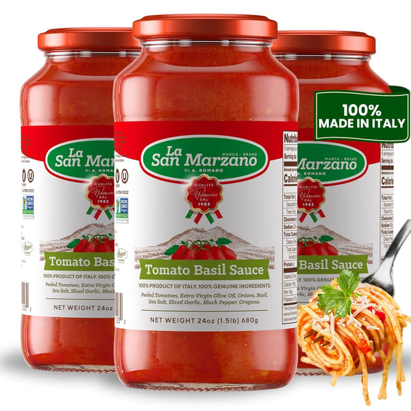 La San Marzano Tomato Basil Sauce, 24 oz, Pasta Sauce Made in
