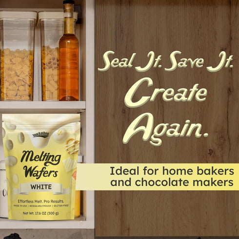 17.6 OZ Snackathon Melting Wafers, White Compound Chocolate Coating, Resealable Bulk Bag, Smooth & Creamy Candy Melts