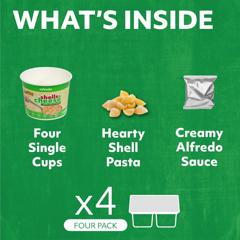 SMART DAY 4-Pack, 3.5 Pasta in a Cup, Quick & Delicious Instant Pasta Meal, Shelf-Stable, Ready in Minutes, Sauce Pouch