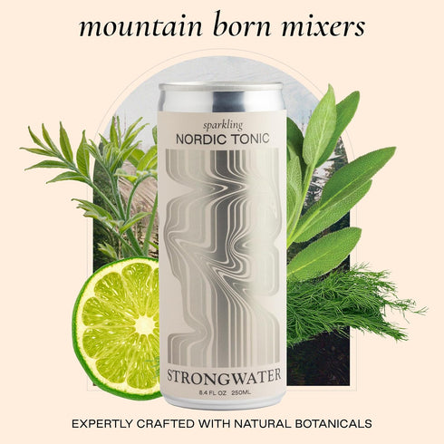 12 Pack (8.4 Oz Strongwater Sparkling Nordic Tonic Water - Cans Fl Each) - Premium Mixer Made with Quinine, Rocky
