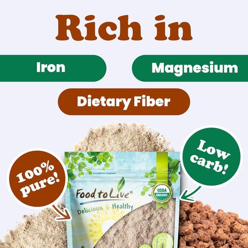 3.5 Food to Live Organic Tigernut Flour, Pounds Nut-Free, High Fiber, Low Carb, Ideal for Baking and Smoothies, Keto