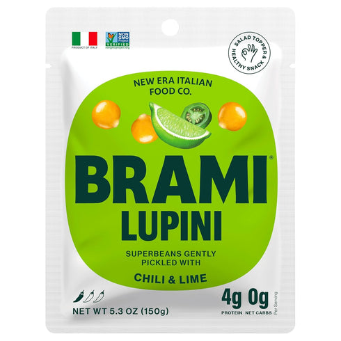 BRAMI Lupini Beans Snack, Chili & Lime, 5.3 oz, Plant Based Protein, Vegan, Keto, Non Perishable