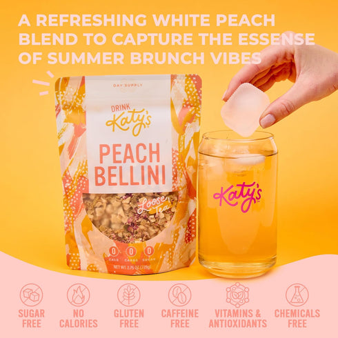 30+ 2.75oz Katys Peach Bellini Loose Tea - Apple, Peach & Mango - Light Herbal Fruit Tea, Caffeine-Free, Sugar-Free