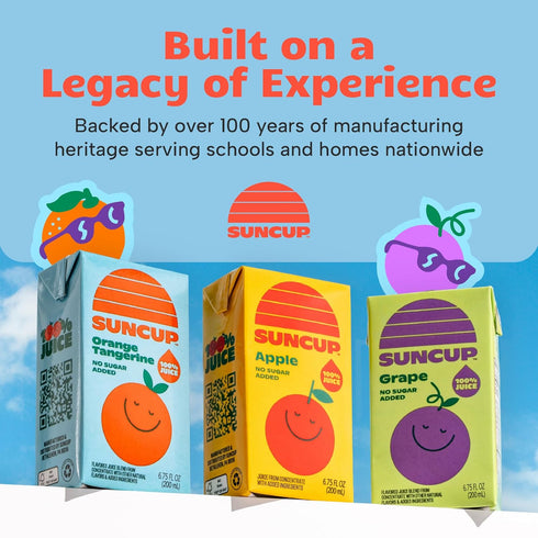100% 49 Pack 6.75 oz (40 Pack), SunCup Juice Boxes for Kids | No Added Sugar, No Dyes, No Preservatives | Trusted