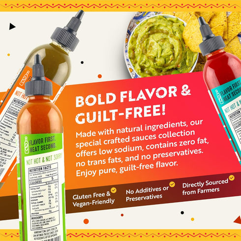 Pack 5 9.5 oz Humble House - Hot Sauce Variety with Low-Sodium Vegan Condiments for Chicken Wings, Tamales, Tacos